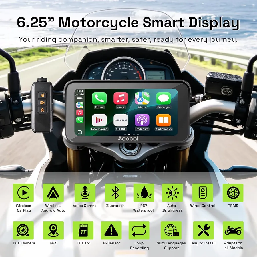 Aoocci C6 Pro Motorcycle Dash Cam view 2