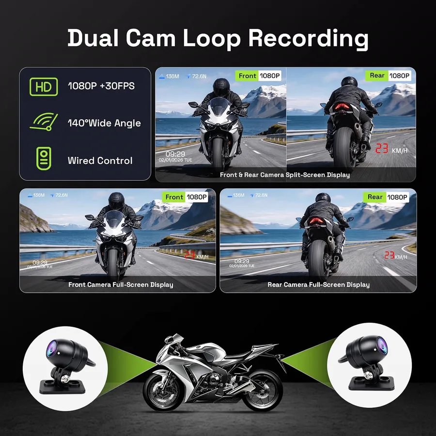 Aoocci C6 Pro Motorcycle Dash Cam view 3