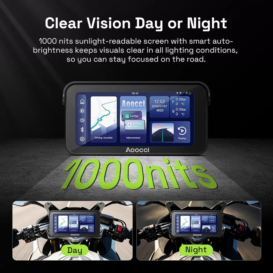 Aoocci C6 Pro Motorcycle Dash Cam view 6
